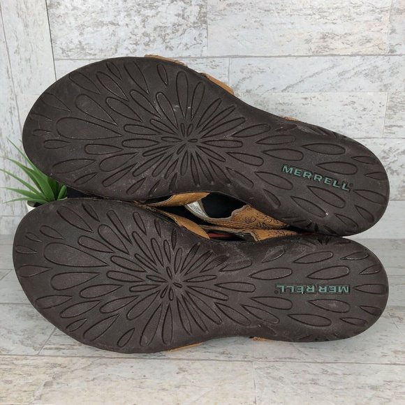 Merrell Basson Slingback Tan Leather Strappy Sandals Womens‎ Size 10 / J46246 - Picture 9 of 11